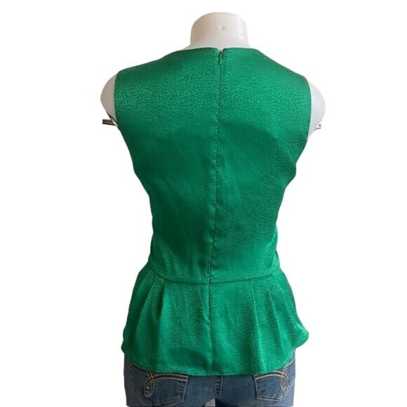 Liz Claiborne Iridescent Emerald Green Ruffled  Blouse Tank Top Size L - Picture 9 of 11